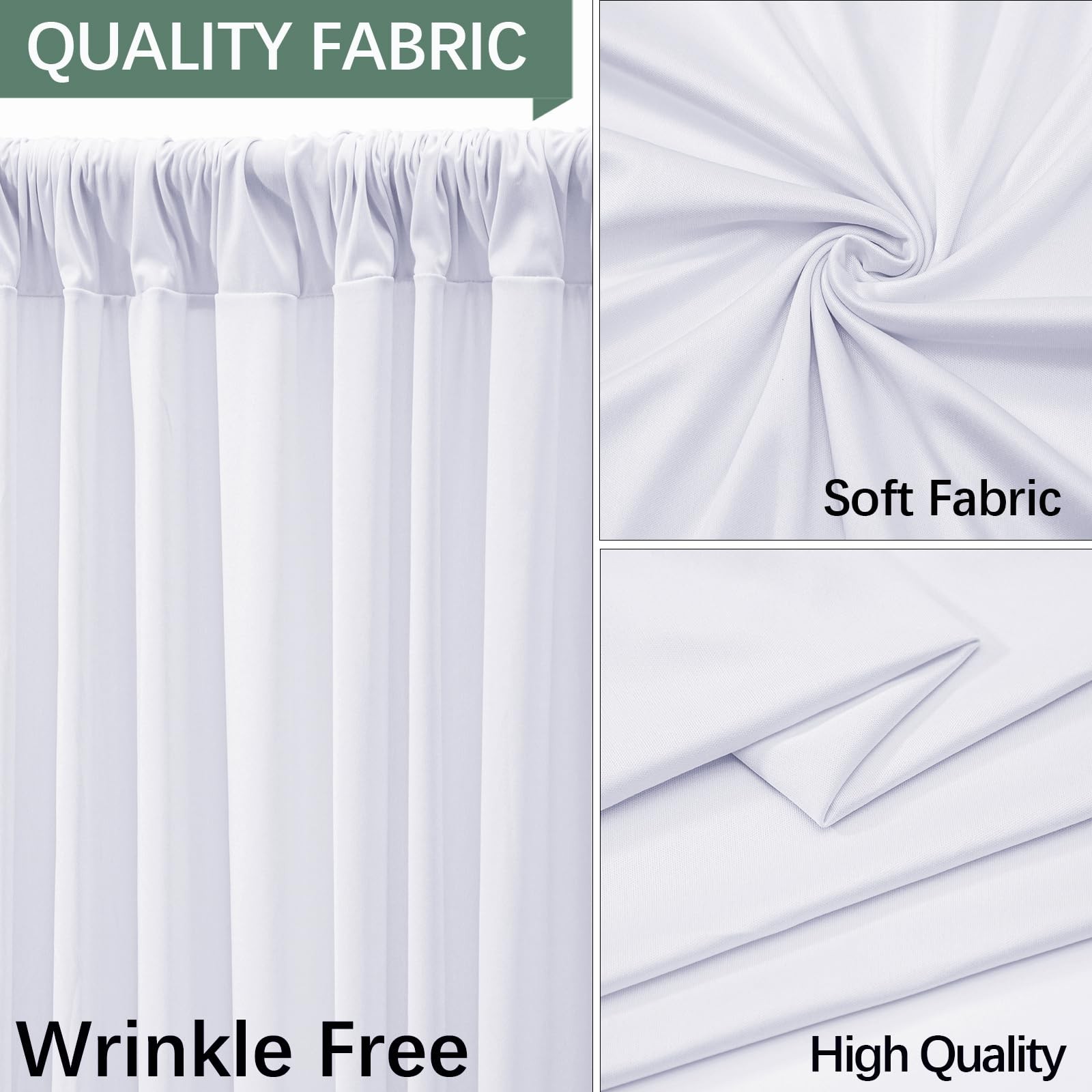 10x10FT White Backdrop Curtain for Wedding 5ft X 10ft (2 Panels),
