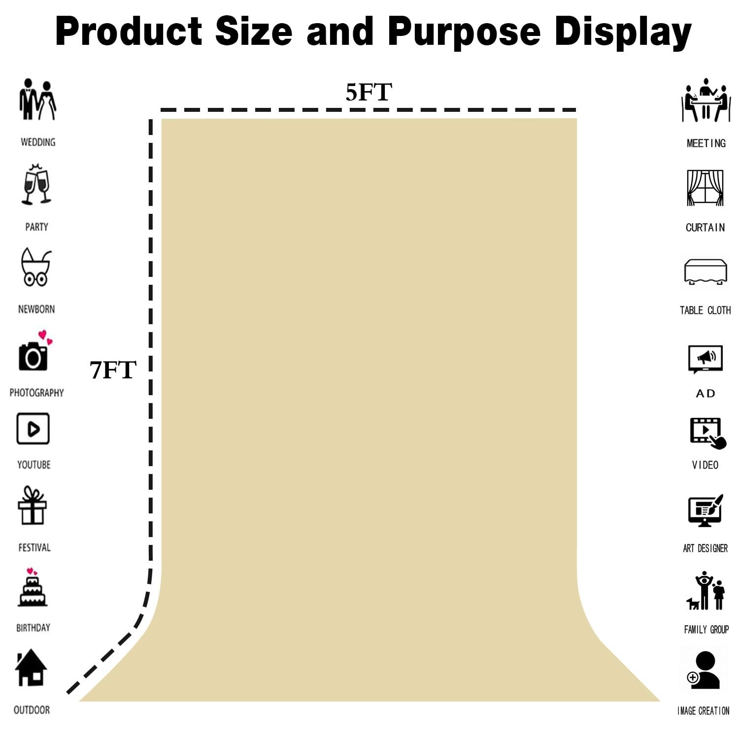 Tan Portrait Backdrop 8x10ft Zoom Meeting Photo Studio Shooting Props