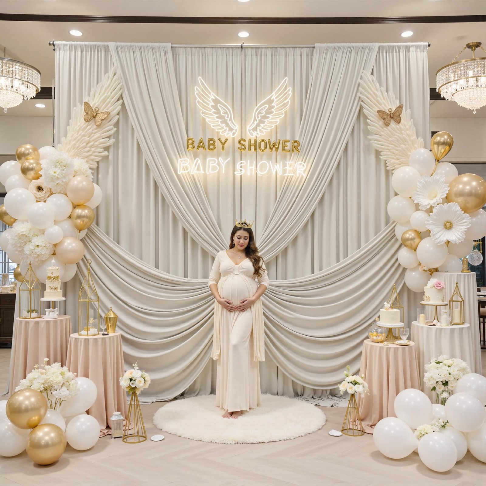 50ftx12ft Wrinkle Free Champagne (W)5ft x (H)12ft (10 Panel),