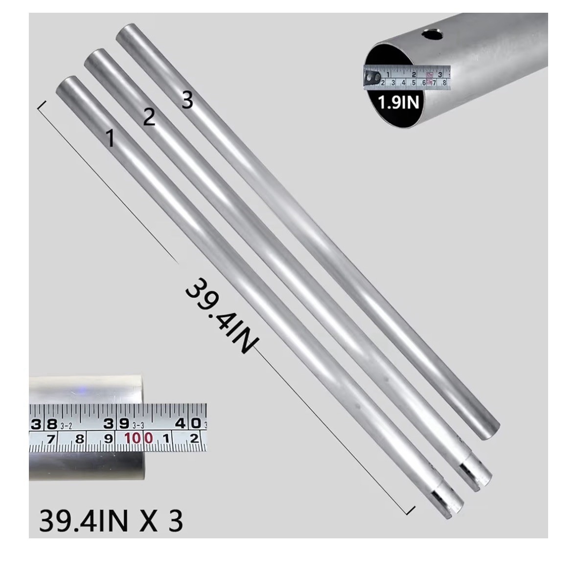 118″/3m Stainless Metal Tube Crossbar for Studio Backdrop Wall Mount System -…