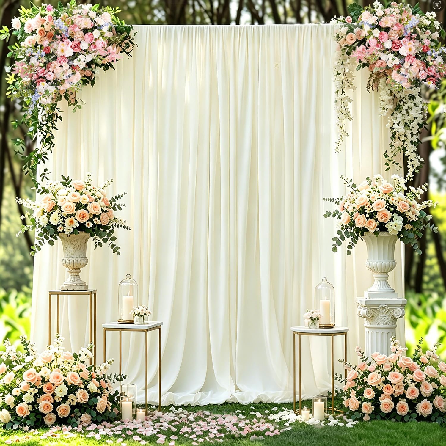 2 PCS 5x10ft Ivory Backdrop Curtains Wrinkle Free Photo Drapes Beige Cloth