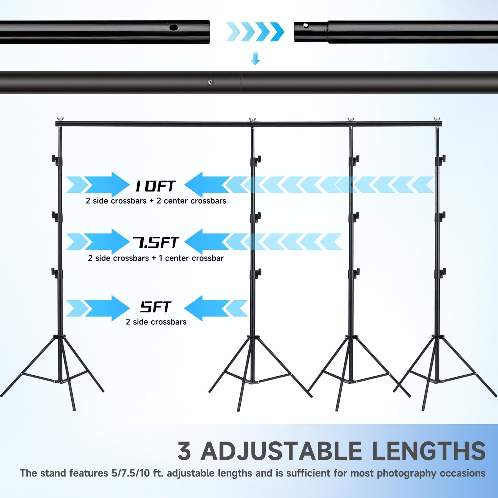 8x10ft Backdrop Stand Kit – Adjustable Photo Background Support System for Ph…