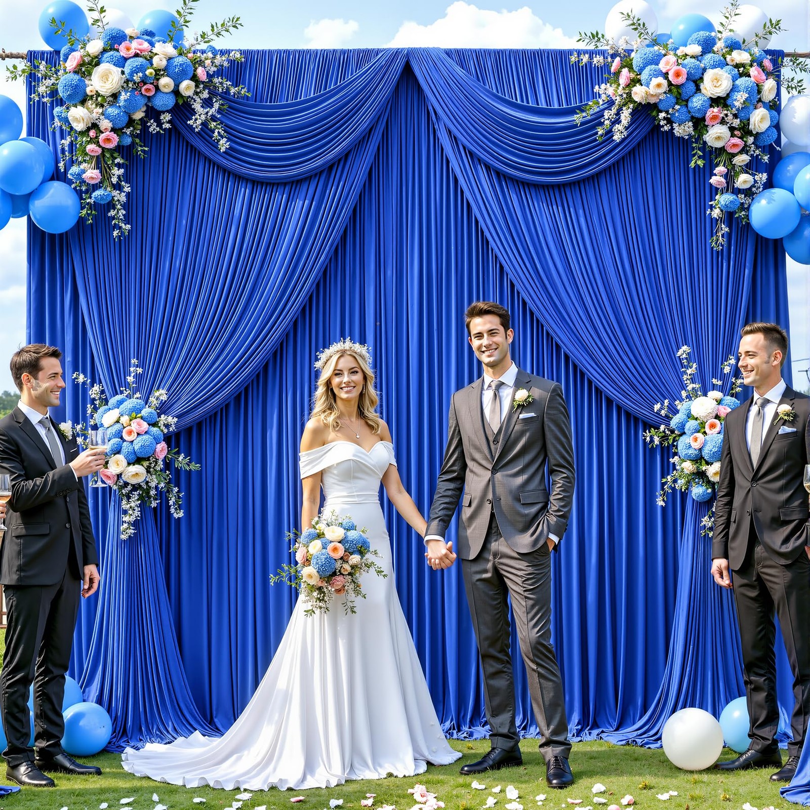50ft x 12ft Royal Blue Backdrop 50FTx12FT (W5’xH12′, 10 Panels),