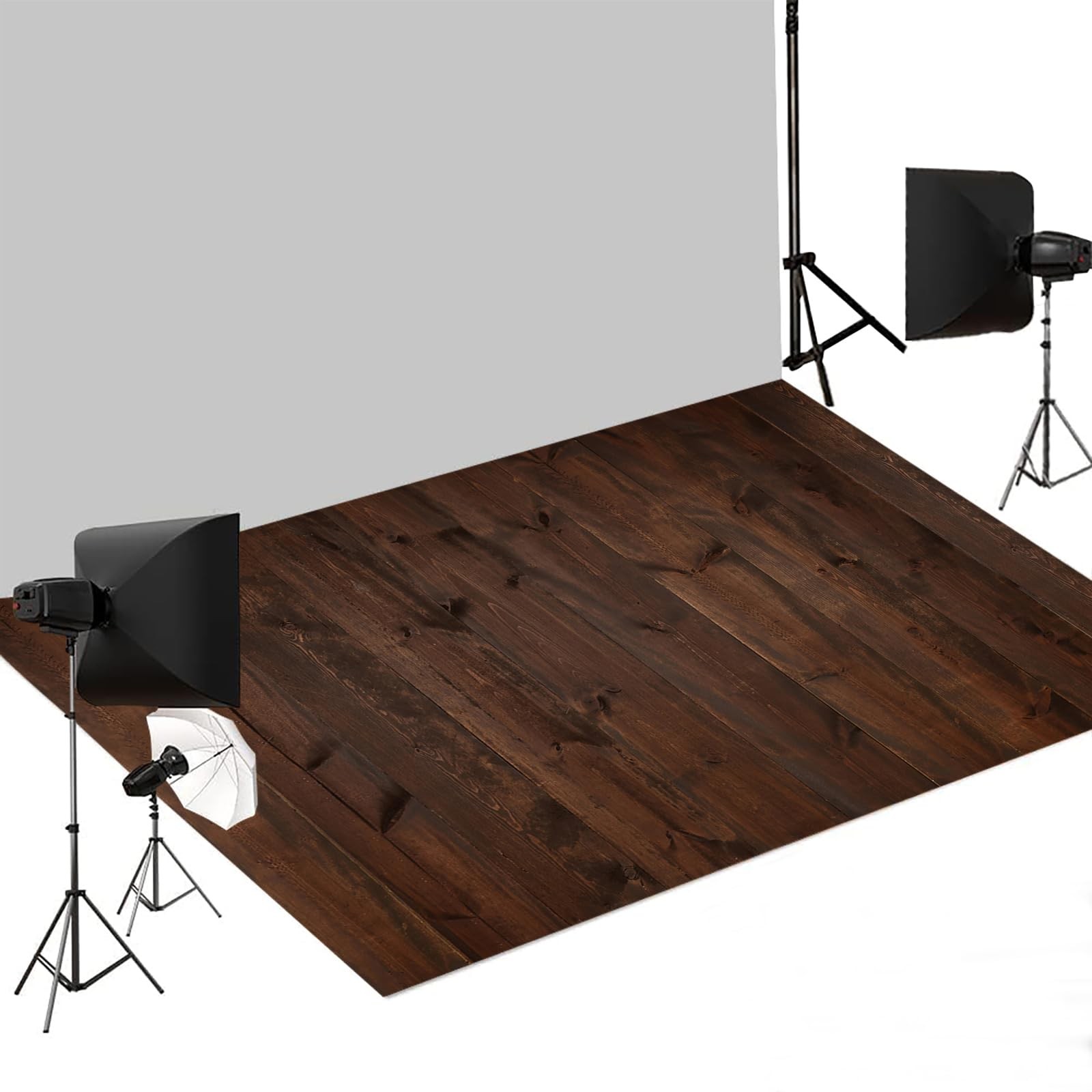 Kate Photography Floor Mats Deep Brown Wood Mat 8x5ft, Dark