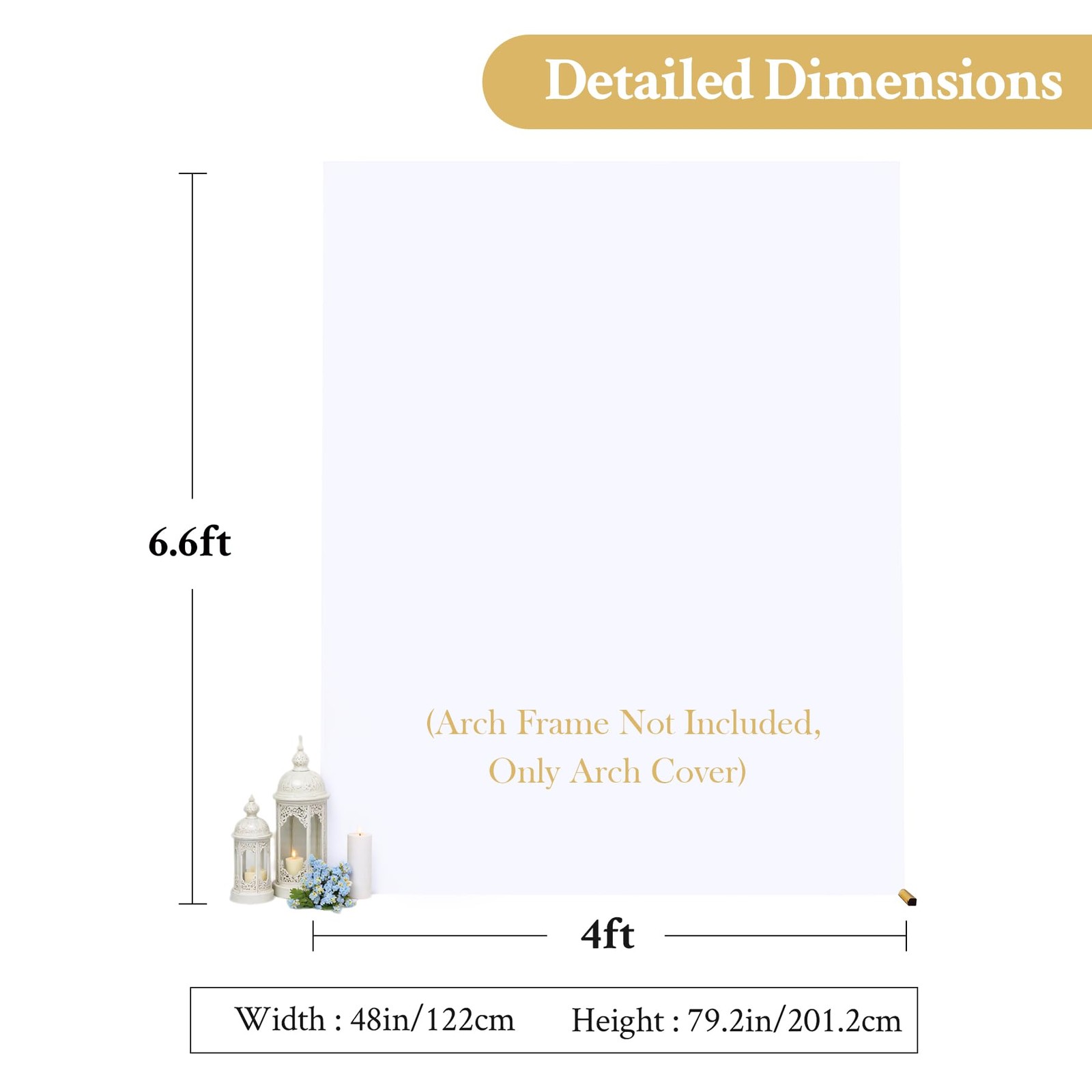 Square Arch Backdrop Cover, 6.6FT x 4FT White Stretchy Spandex Fitted Square …