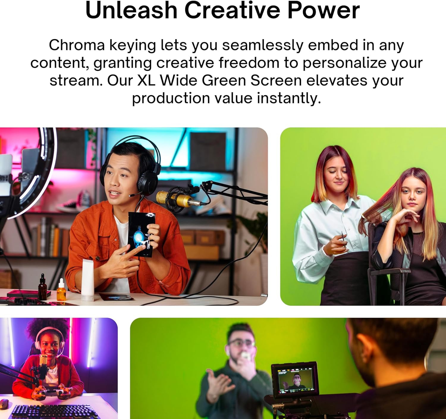 [Wide Version] Green Screen Extra Large Backdrop 78″ L X 78″ W – Free Standing,