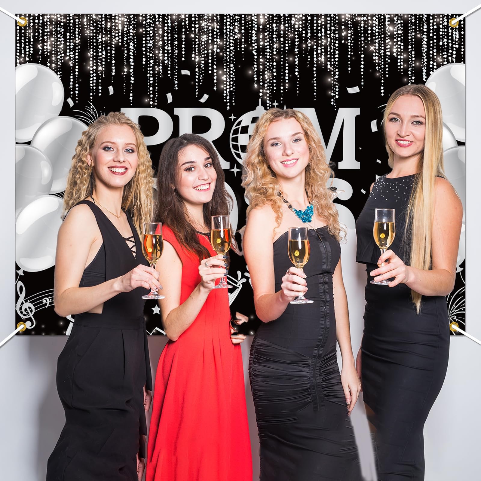 7x5ft Prom 2026 Backdrop Graduation Class 2026 Photography Black/Silver