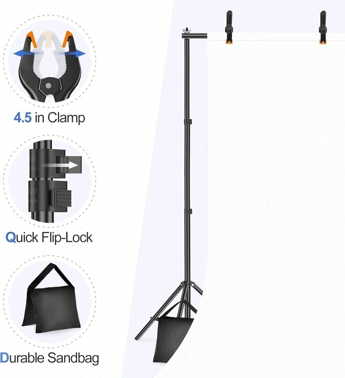 Adjustable Metal Backdrop Stand Kit 8.5ft x10ft Photo Background Support