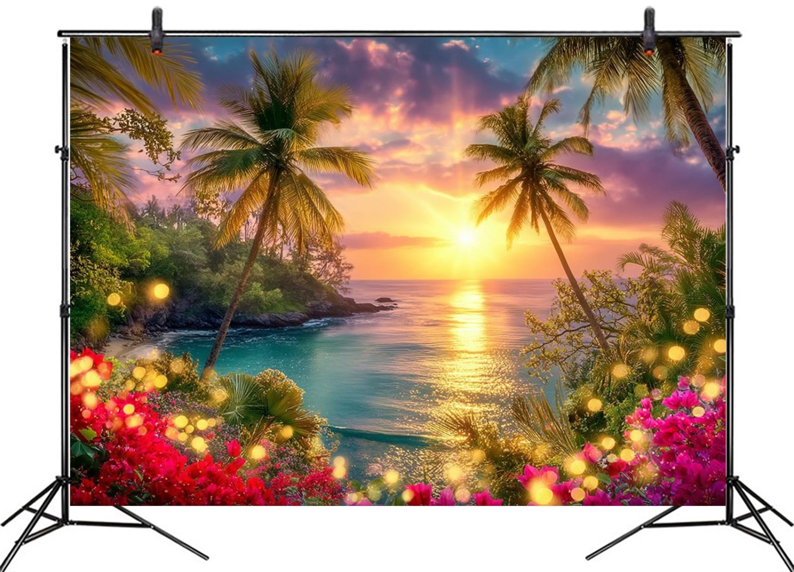 10x8ft Beach Ocean Backdrop Summer Hawaiian Beach Palm Tree Photo Background