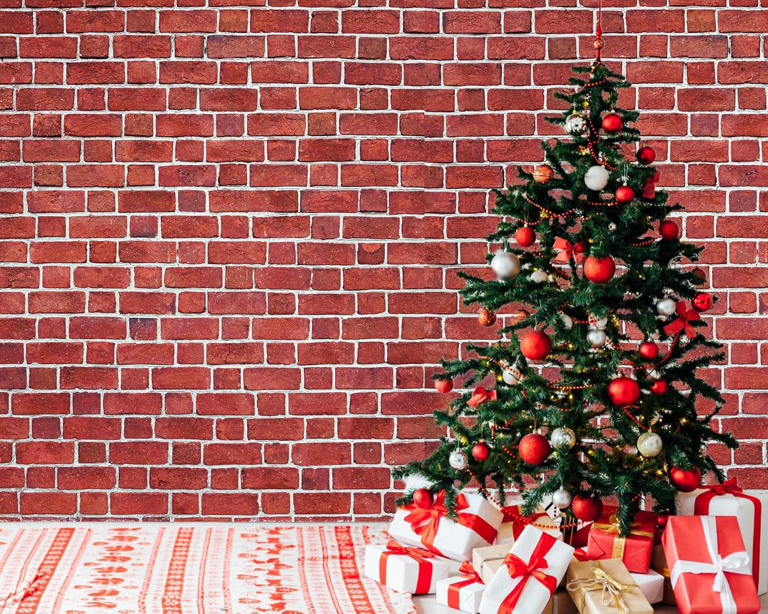 10 X 8 Ft Brick Wall Backdrop for Photoshoot Polyester Fabric Red Brick Backdrop