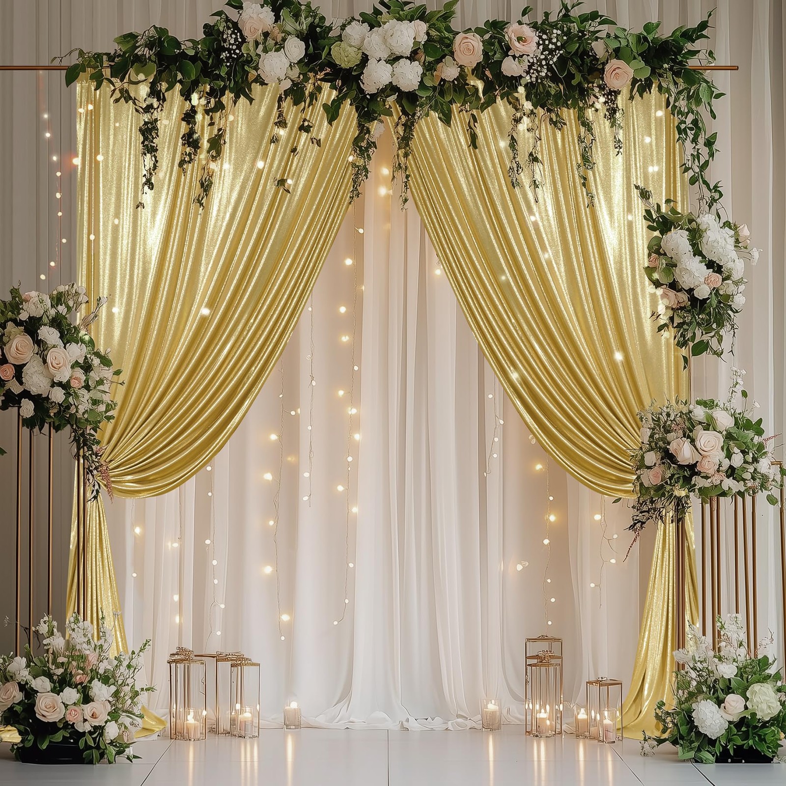 Outpain Thick 40 ft x 10 Gold Sequin 5′(W) x 10′(H), 8 panels,