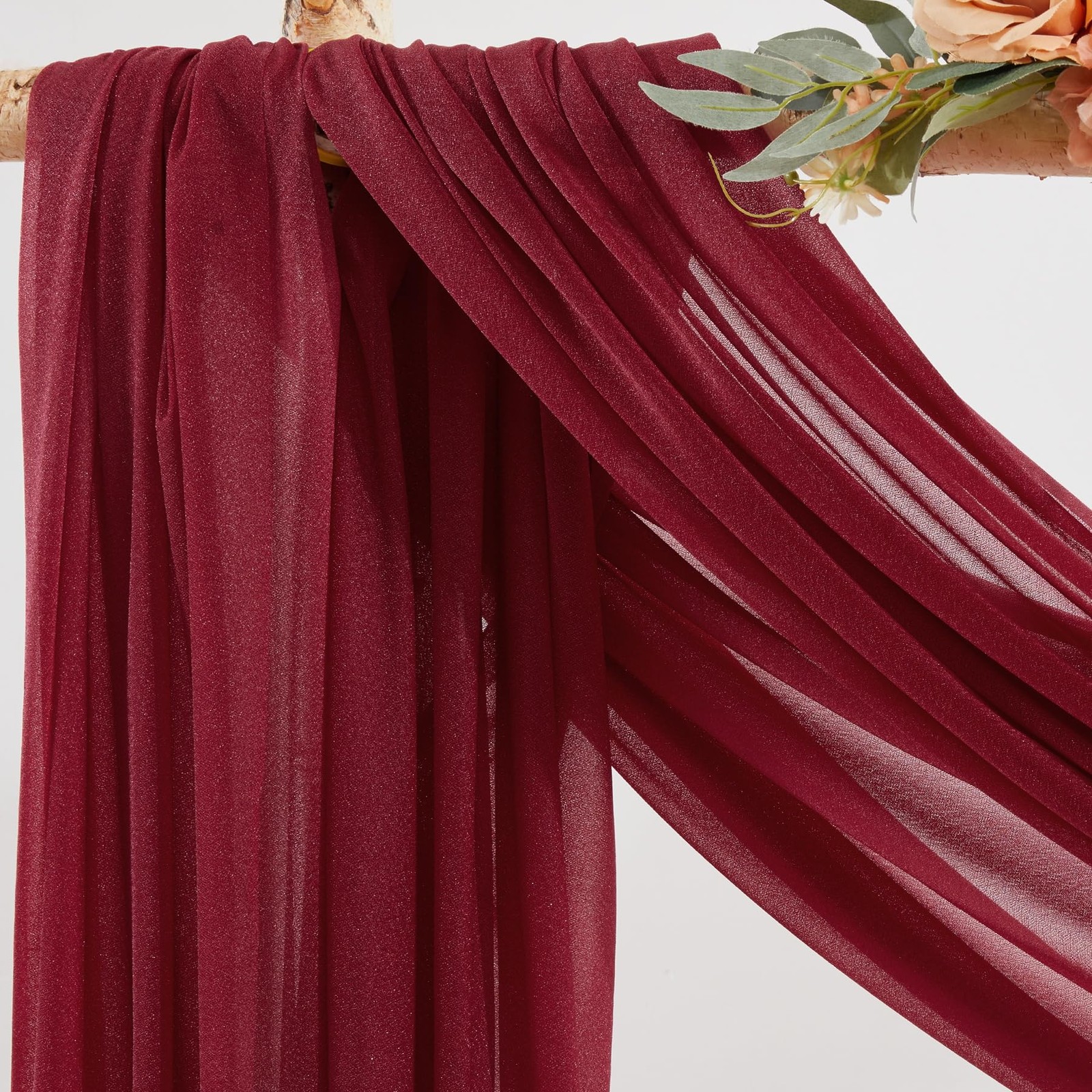 Burgundy Red Sheer Backdrop Chiffon Wedding Arch Draping Fabric 1 Panel