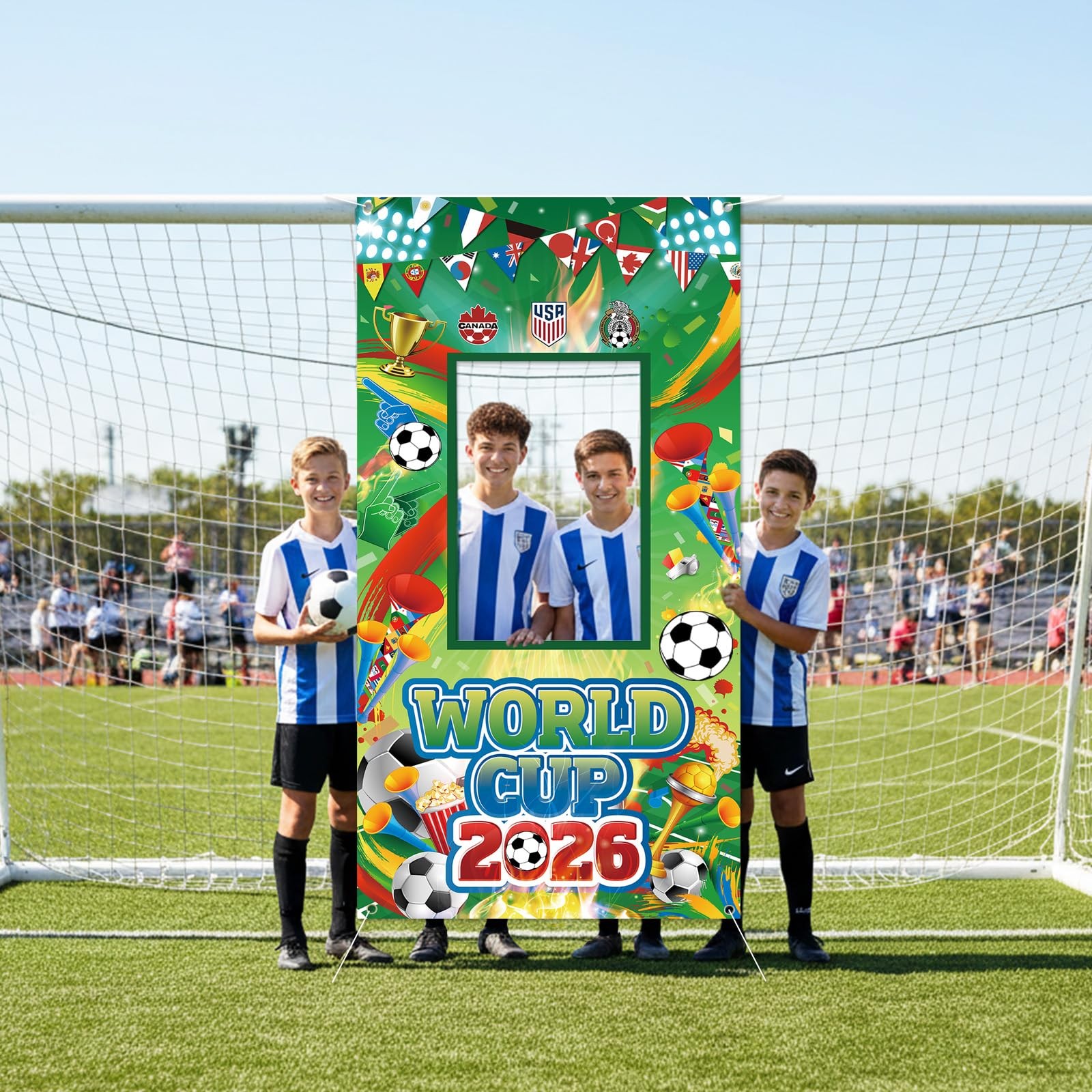 World Cup Decorations Photo Banner Backdrop 71×35 Inches Soccer Party Photo B,