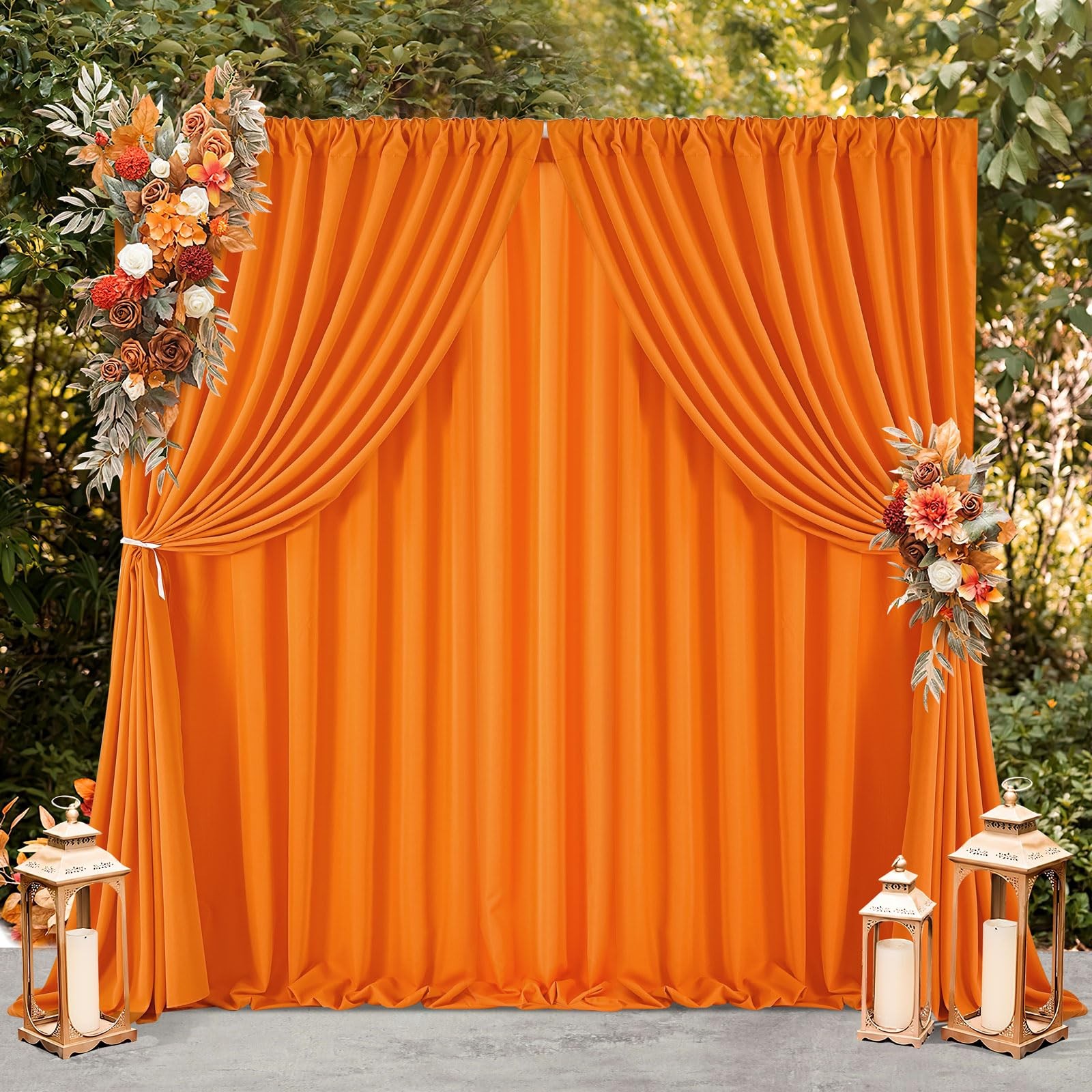 10×8 Ft Orange Backdrop Panels Polyester Curtains Fabric Wall Stage Drapes
