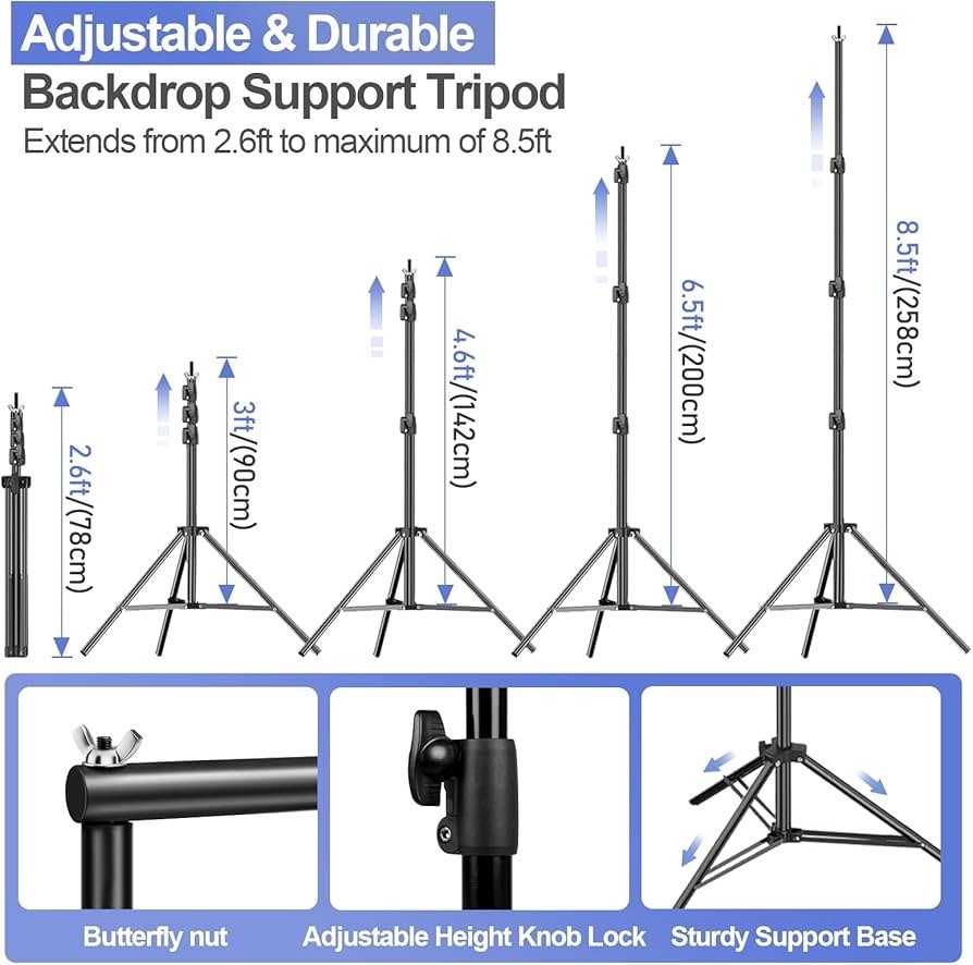 EMART 10×8.5ft Backdrop Stand for Photo Studio Adjustable Background