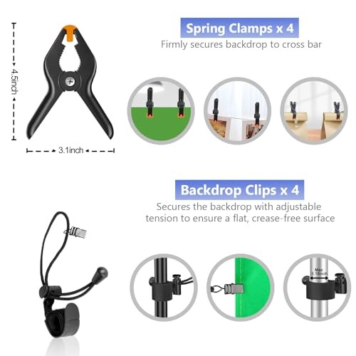 Photo Video Studio Backdrop Stand Kit, 7x10ft(backdrop stand)/6x9ft(backdrop)