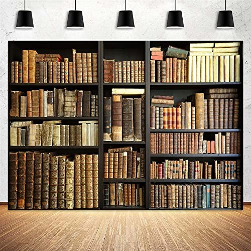 Bookshelf Backdrop Library Modern Retro Bookcase Photography 7X5FT Brown