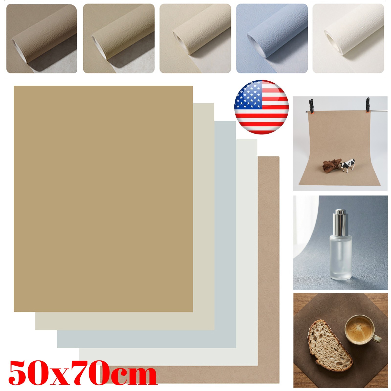 5PCS Non-Wrinkle Photography Backdrops, 3D Matte Texture Photo Backdrop Cloth US
