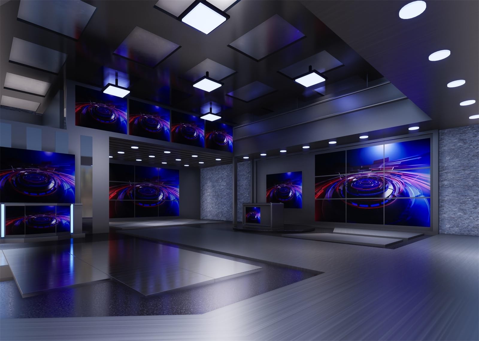 BELECO 7x5ft Fabric News Studio Backdrop Virtual Media Newsroom 7x5FT, A18983