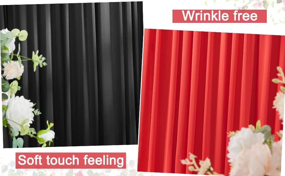 10ft x 10ft Wrinkle Free Backdrop Curtain Red&Black Backdrop Curtain for Part…