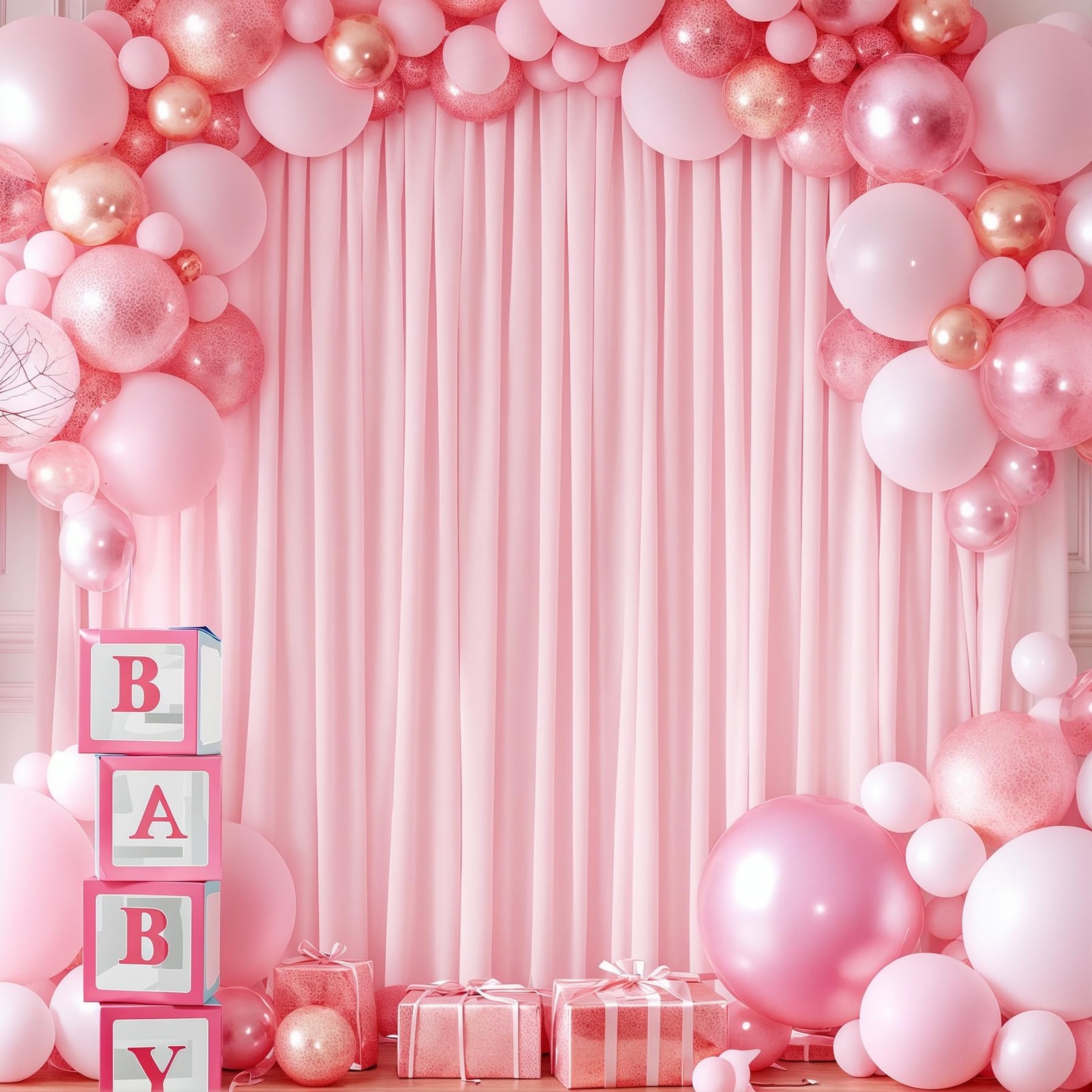 8x10ft Pink WrinkleFree Polyester Photography Backdrop Curtains Drapes