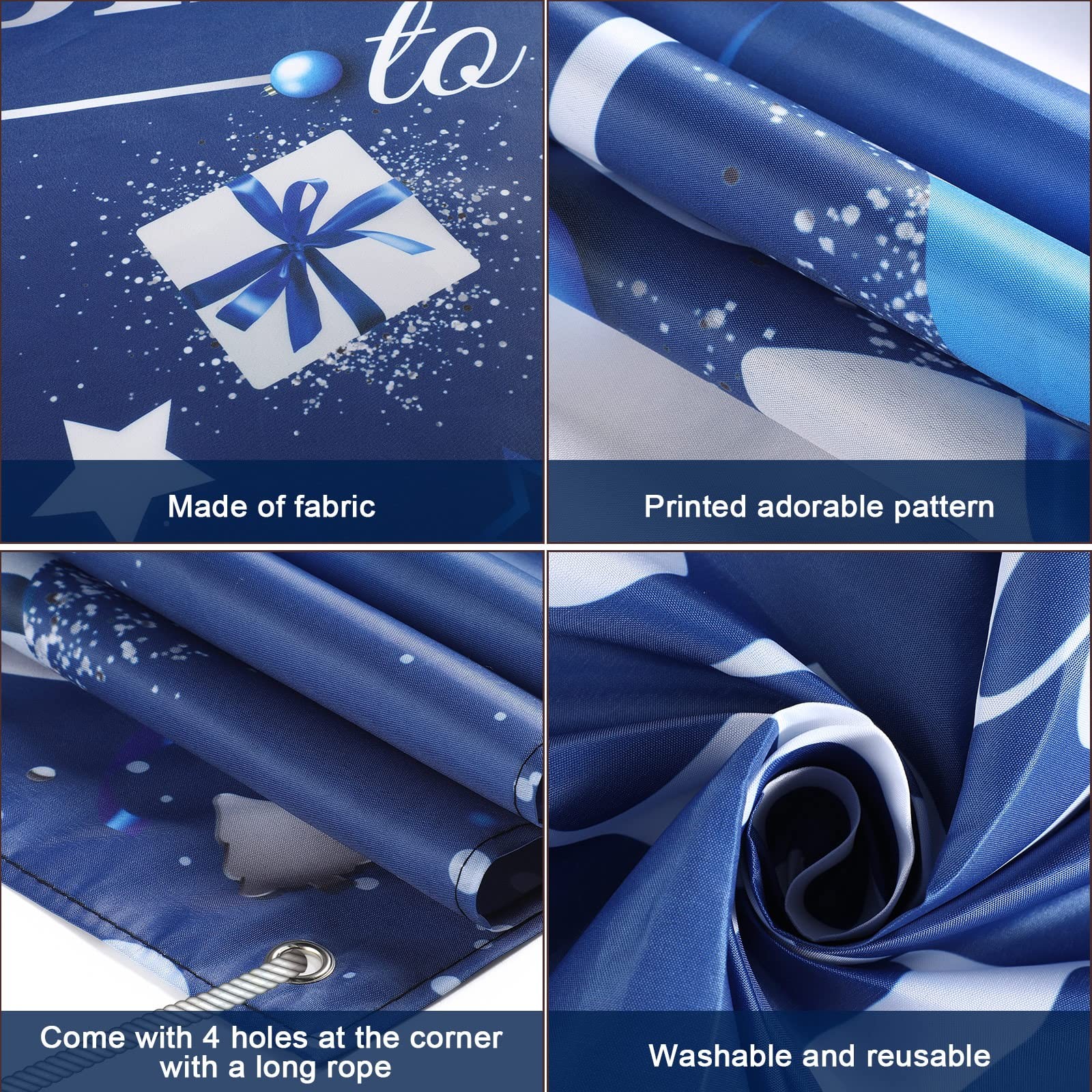 Sumind Happy Birthday Backdrop Banner for Men, Blue 7′ x 4′, Blue,Silver