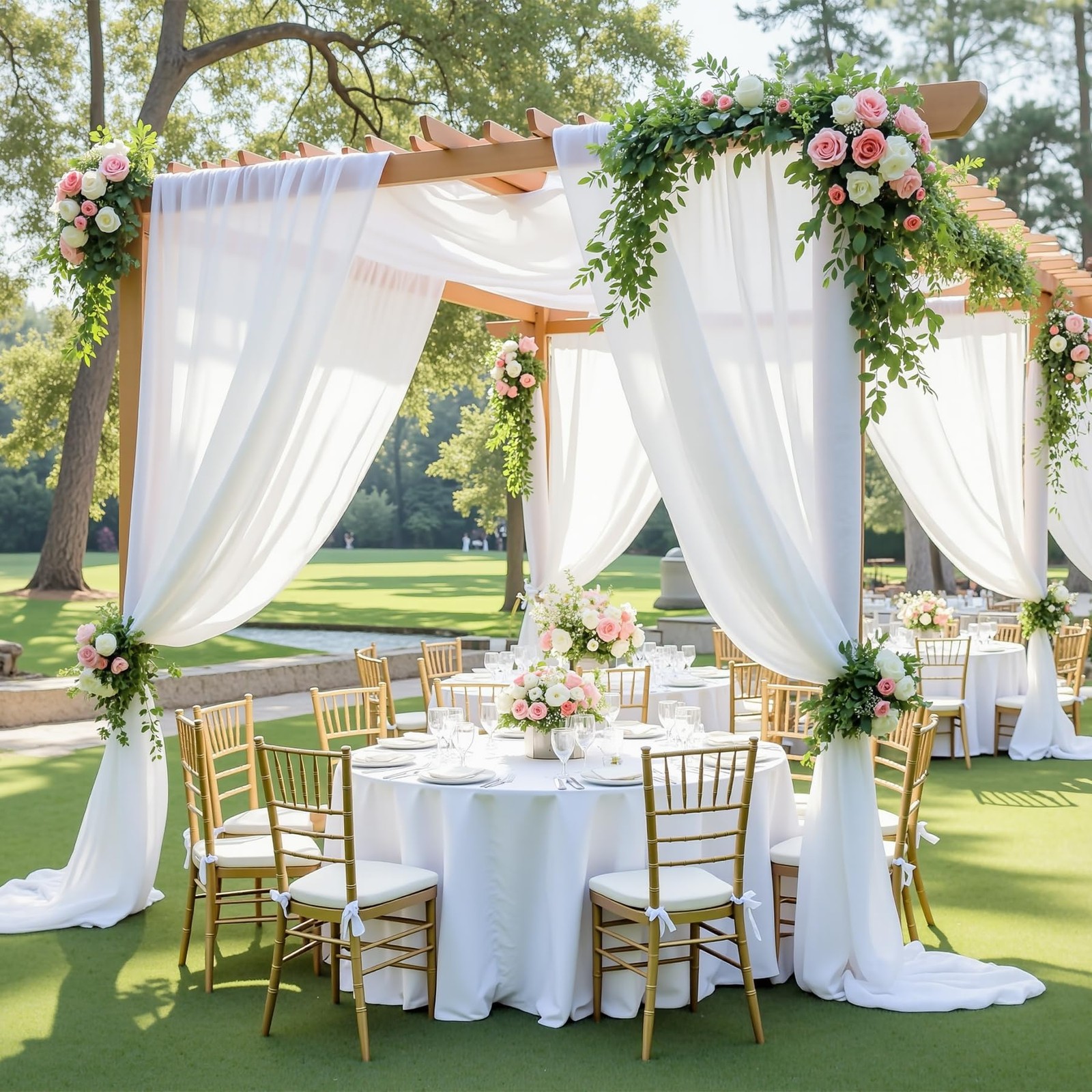 2 PCS 5x10ft White Ceiling Drapes Wedding WrinkleFree Fabric Tent Draping