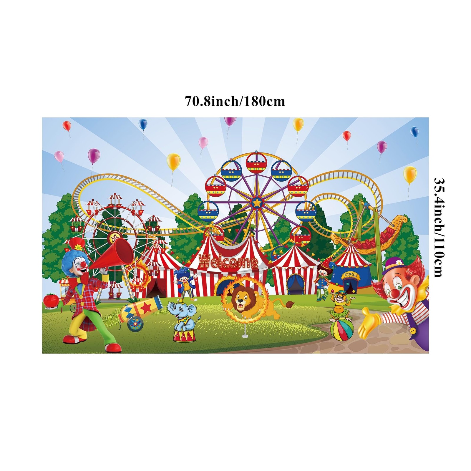 LOONELO Large Circus Carnival Backdrop with 70.8 inches x 43.3 inches, Blue