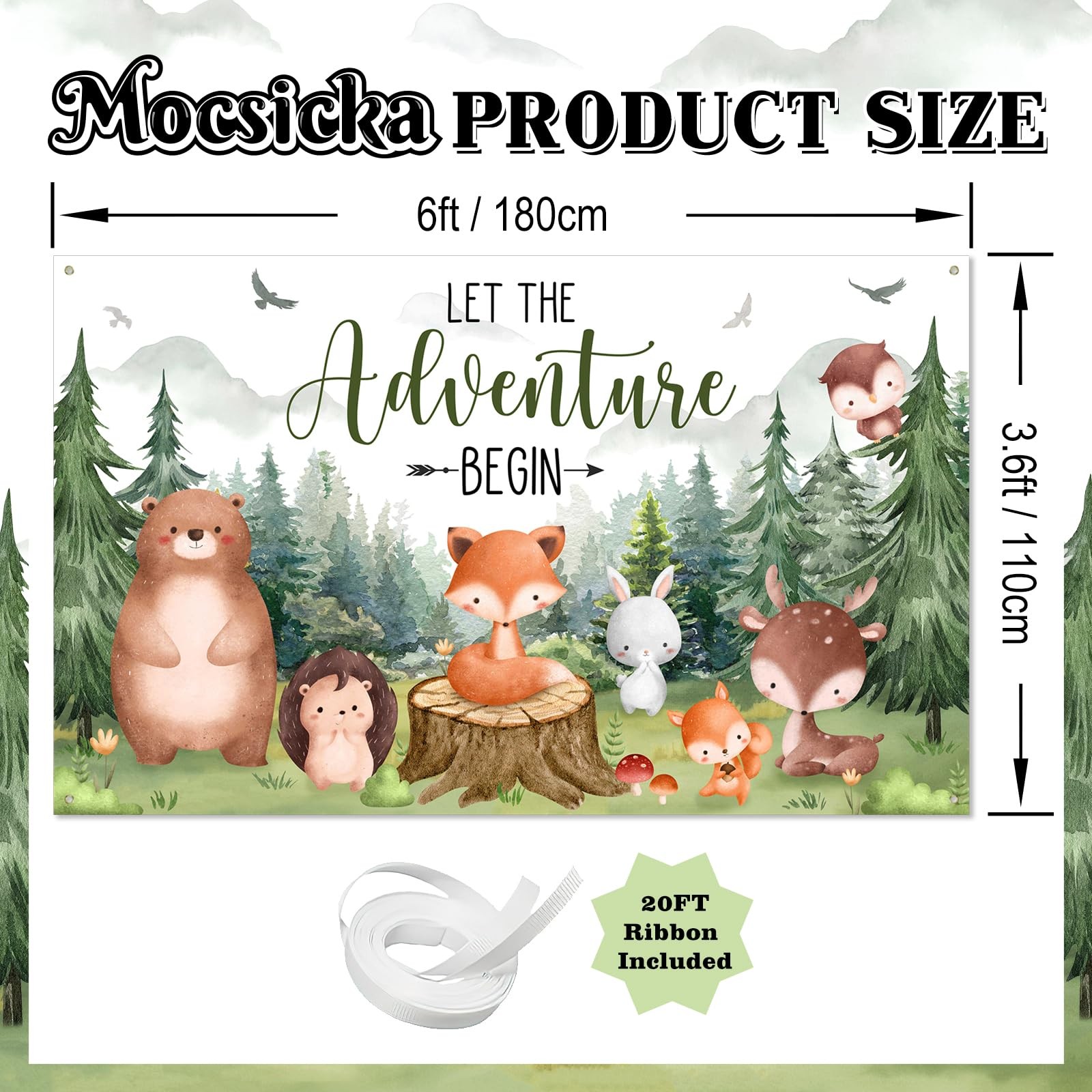 Woodland Baby Shower Backdrop Banner Woodland Animals Mountain Wilderness Bab