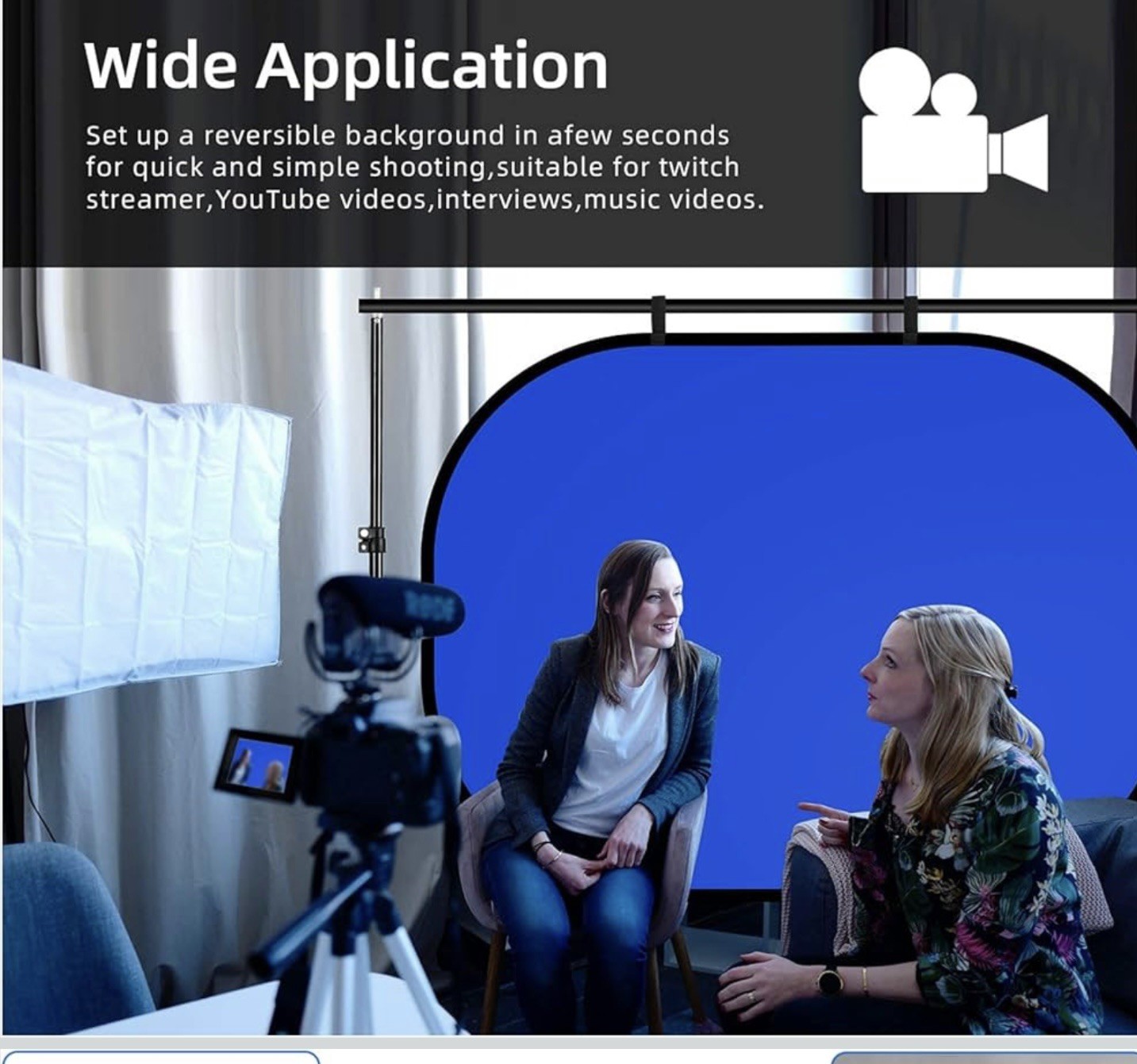 Selens 59”x78” Portable Grey Screen Backdrop Double-Sided 2-in-1 Blue Screen