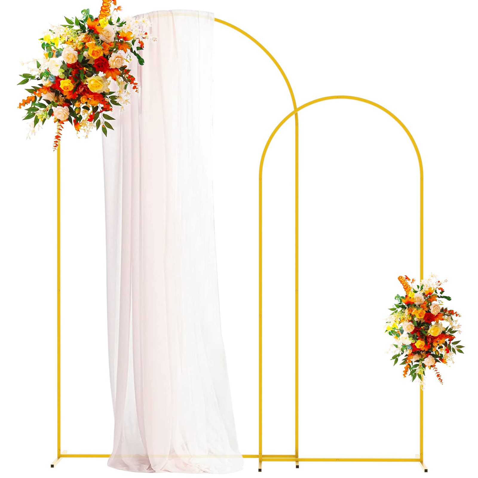 Metal Arch Backdrop Stand Gold Wedding Arch Stand Set of 2 (7.2FT/6FT) Square…