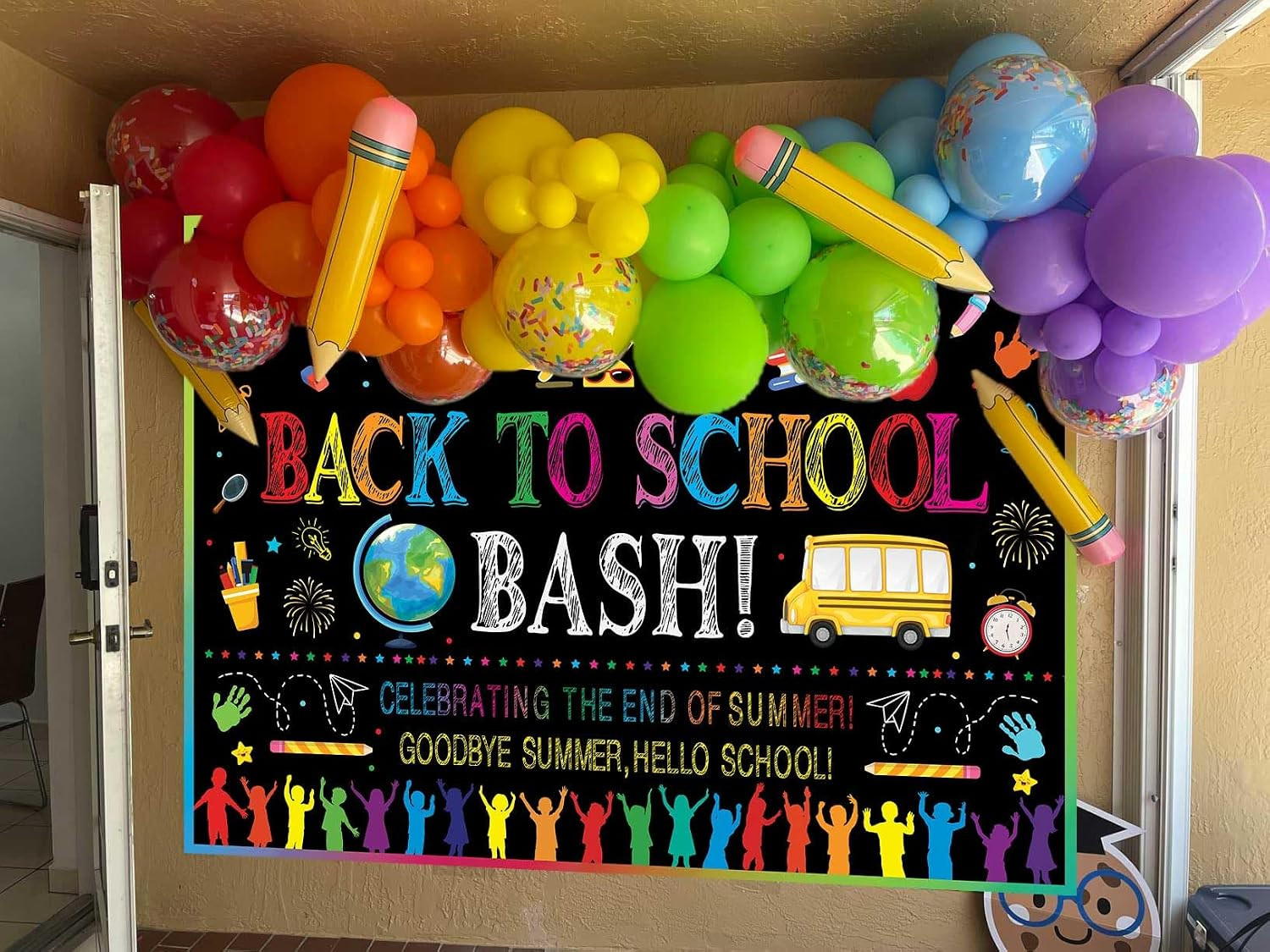 Back to School Bash Backdrop 6X4Ft Celebrating the End of Summer Goodbye Summer