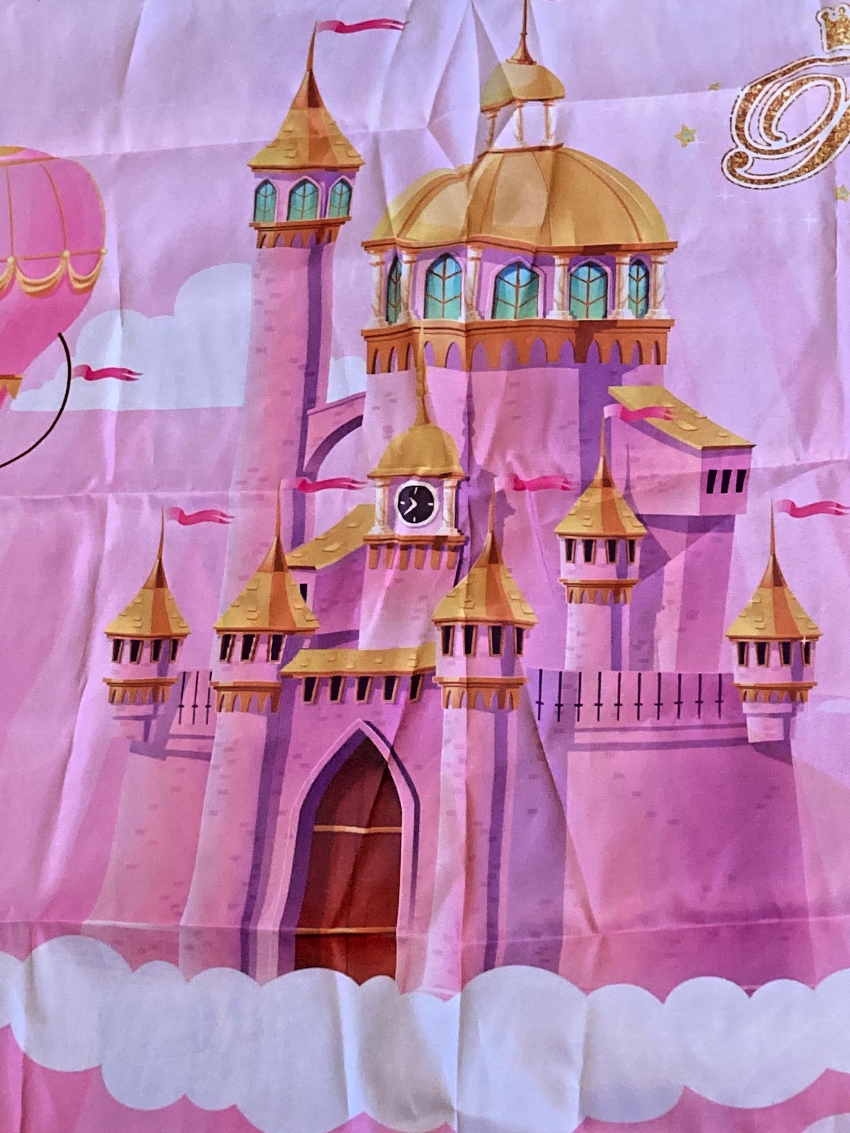 Pink princess castle girl celebration backdrop 6ft X3.5 ft