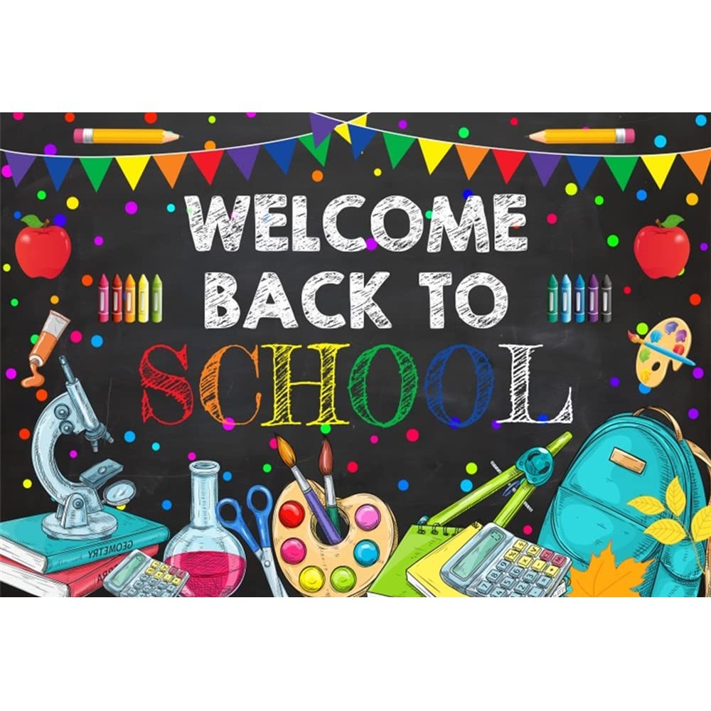 7x5ft Welcome Back to School Backdrop Colorful Teachers Students Online Teach…