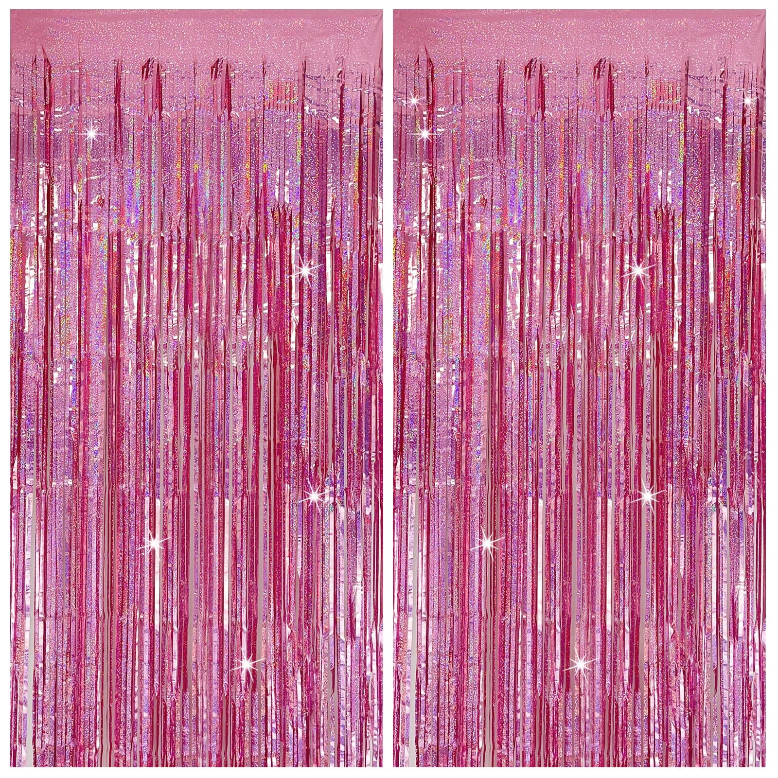 Tinsel Curtain Pink Party Decorations 2 Packs Glitter Foil Fringe Curtain Dec…