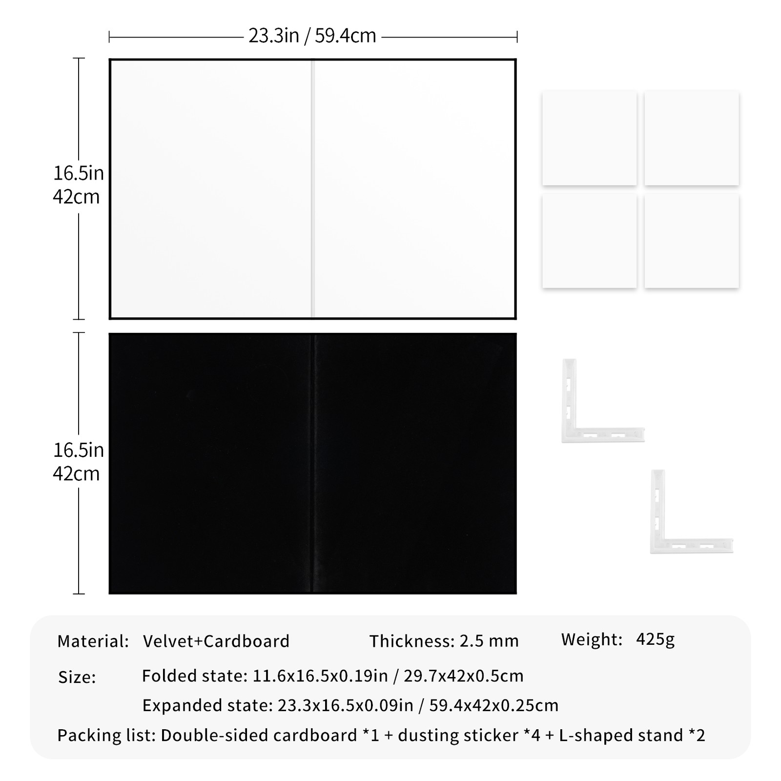 Backdrop Board Light-Absorption Black Flocked Cloth White Paper Photo Small Prop