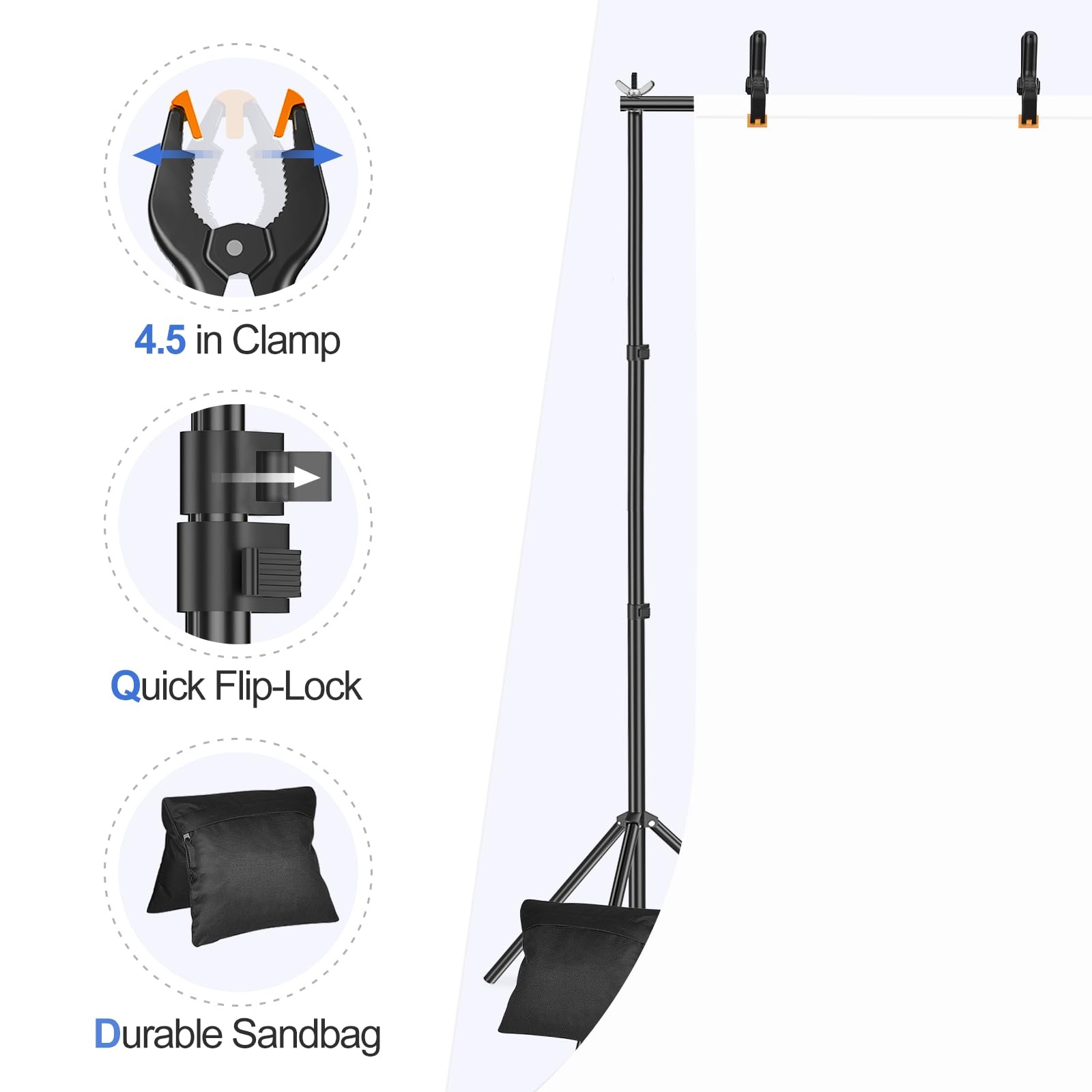 EMART Backdrop Stand 10×8.5ft(WxH) Photo Studio Adjustable Background Stand Supp