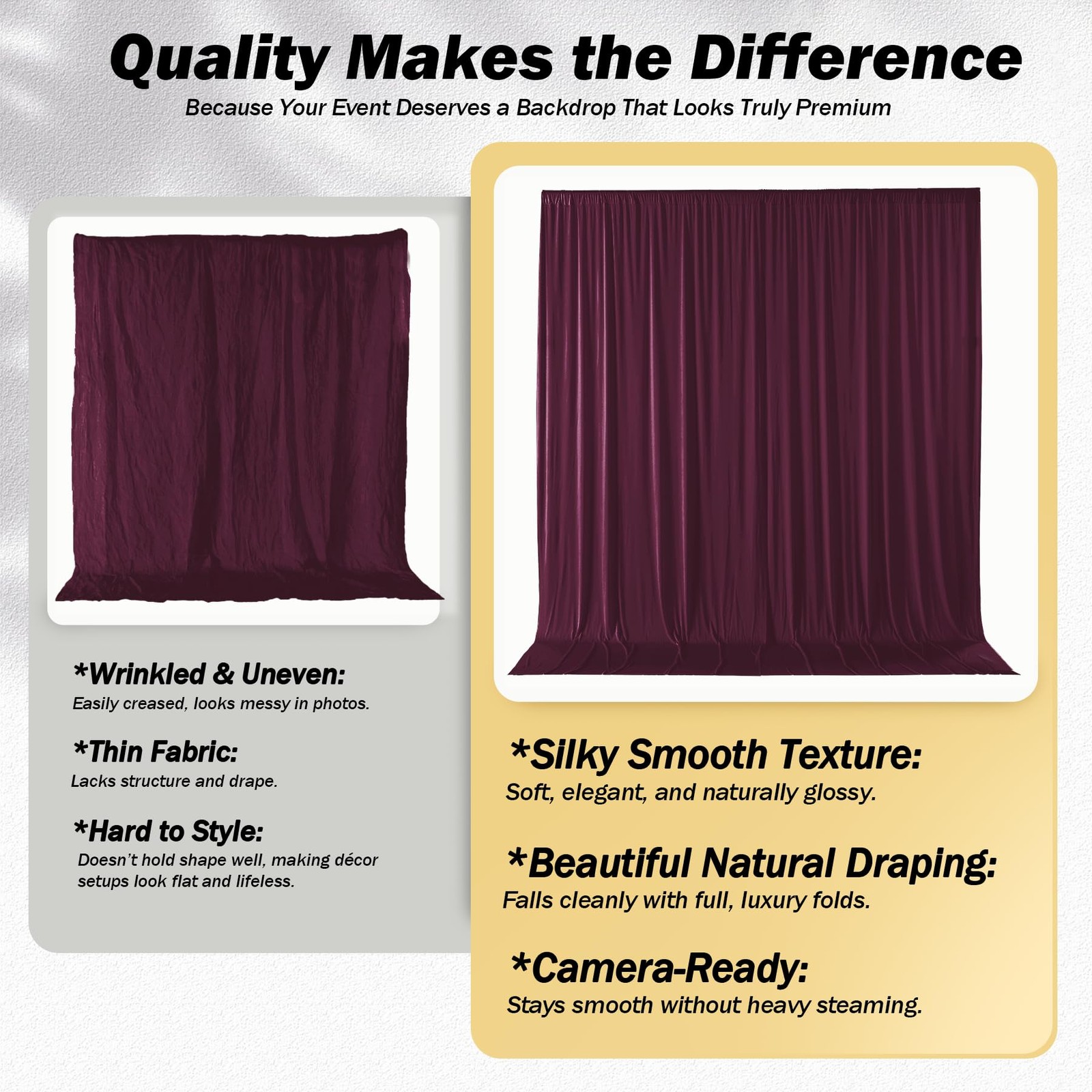 10x12ft Burgundy Backdrop Curtains Wrinkle Free Polyester Photo Drapes 2 PCS