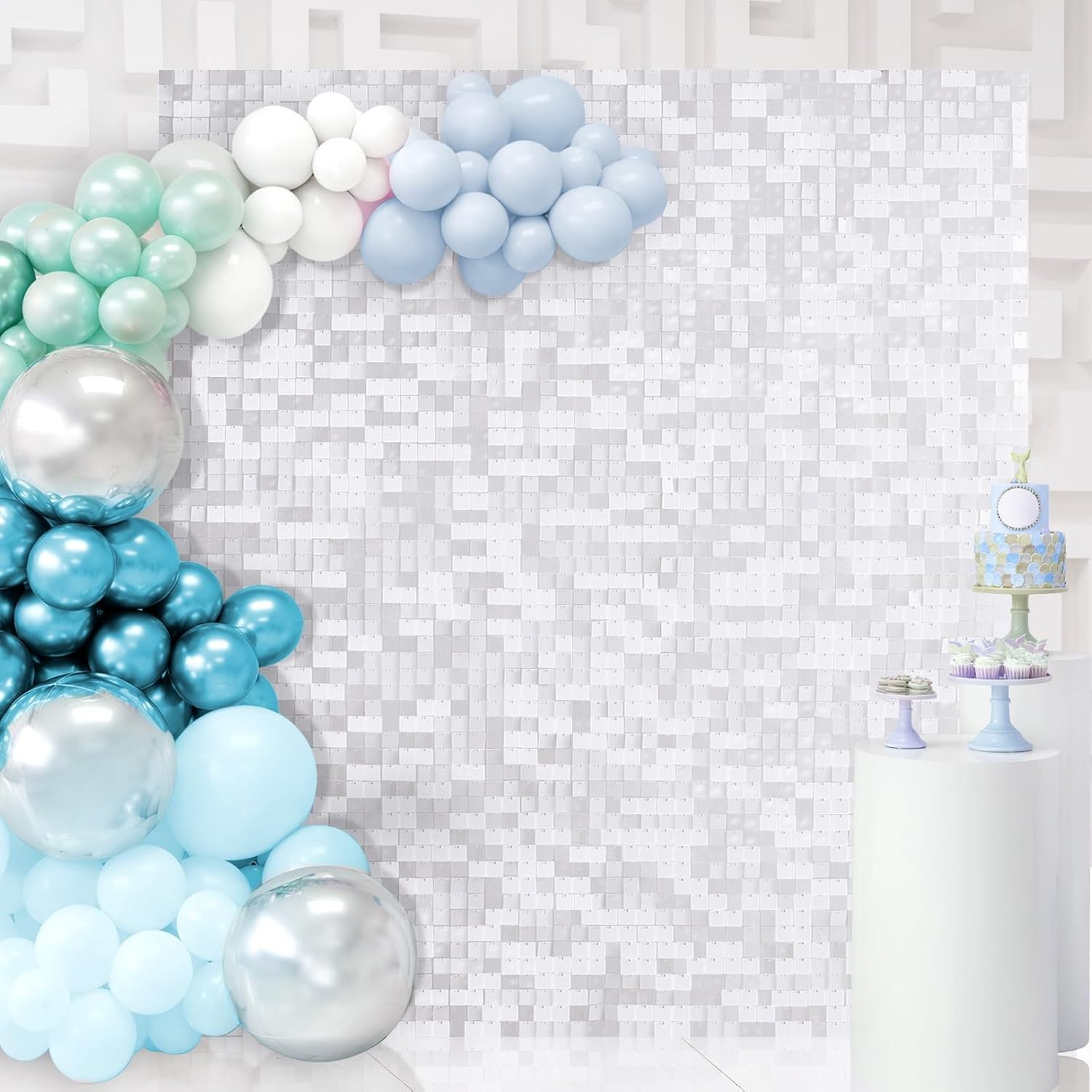 Matte White Shimmer Wall Backdrop Panels 30 6FTx5FT,