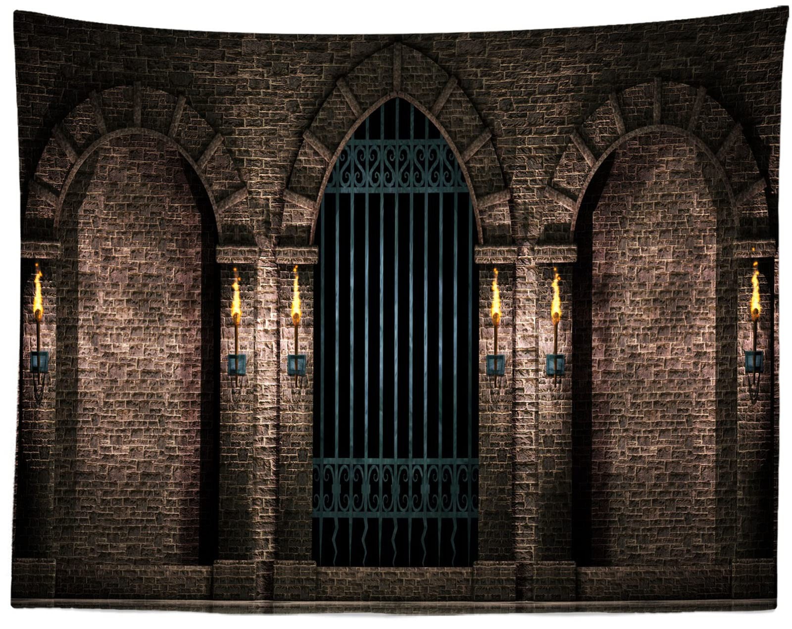 8×6 Ft Fabric Gothic Castle Backdrop Ancient Stone Wall Arches Halloween Prop