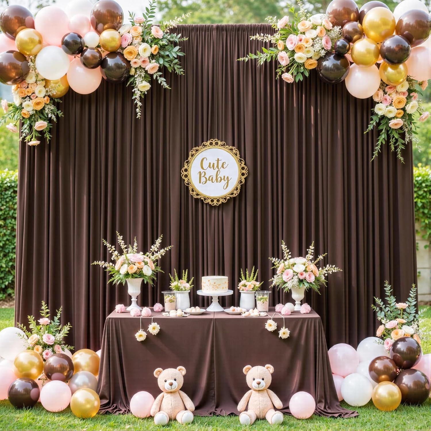 10X10 Brown Backdrop Curtain for Parties Wedding Wrinkle Free Brown Photo Curtai