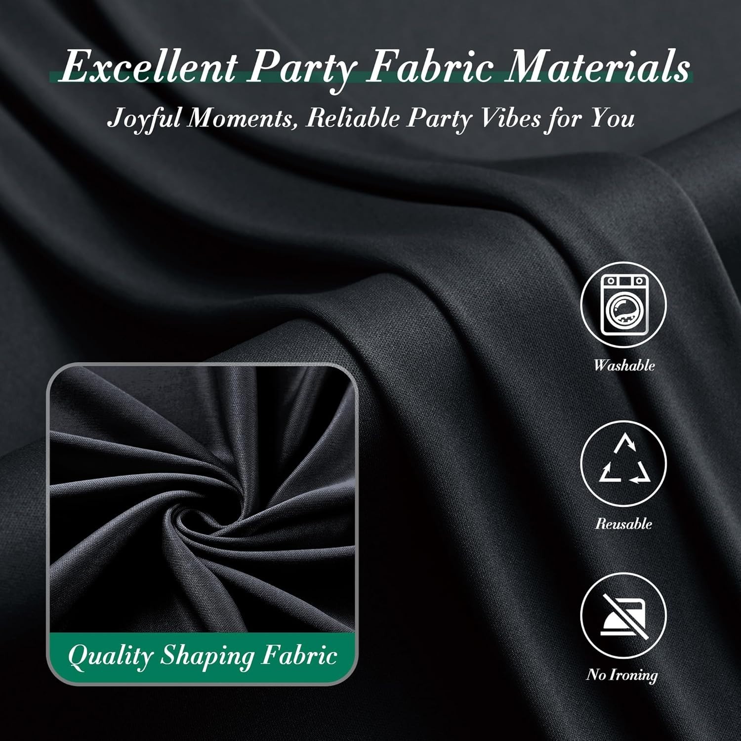 2 Panel 10ft x 7ft Black Photography Backdrop – Washable & Durable