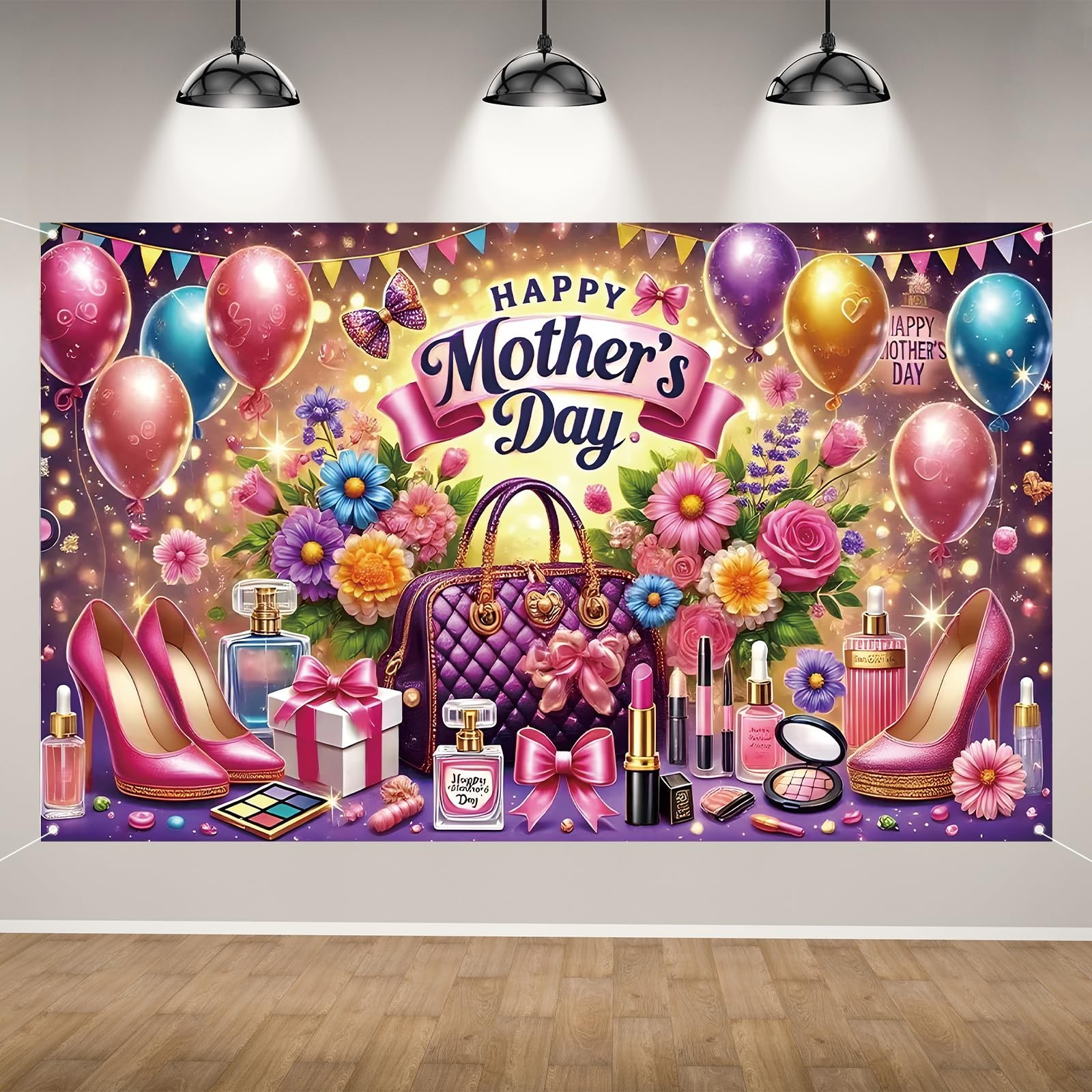 Happy Mothers Day Backdrop for Photography 71 x 43 inches, Multicolor