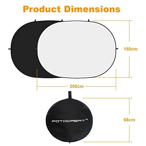 FOTOCREAT-5×6.5ft(1.5x2m) Black/White Double-Sided Pop-Up Collapsible Backdro…
