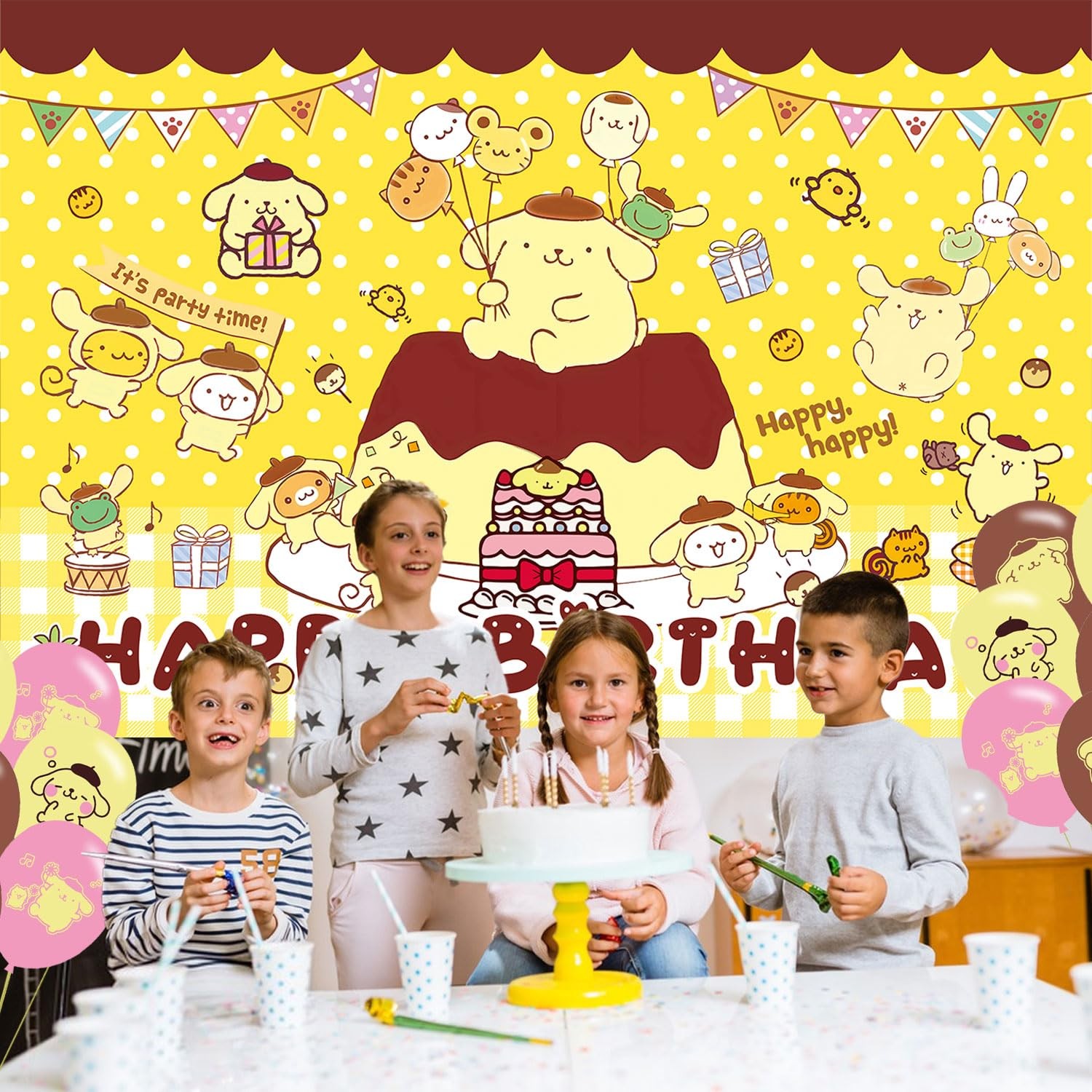 Cartoon Dog Birthday Party Decoration,Kawaii Party Photo Background 5 x 3 FT …