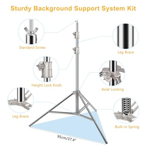 Stainless Steel Backdrop Stand Heavy Duty, Adjustable Backdrop 9.2 x 10 Ft