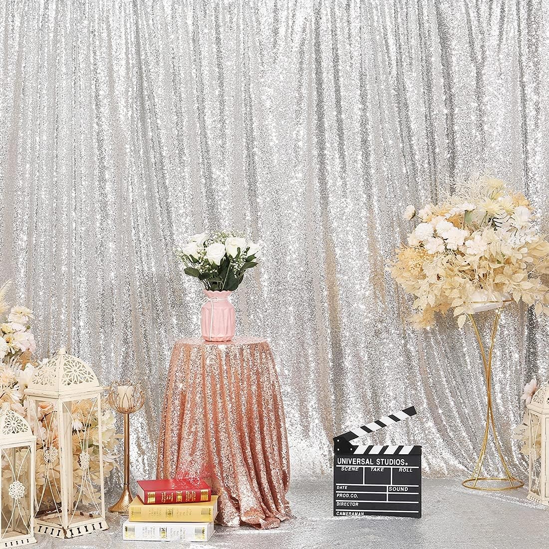 Silver Sequin Photo Backdrop Curtain 6FT x 8FT Birthday Wedding Party Decor