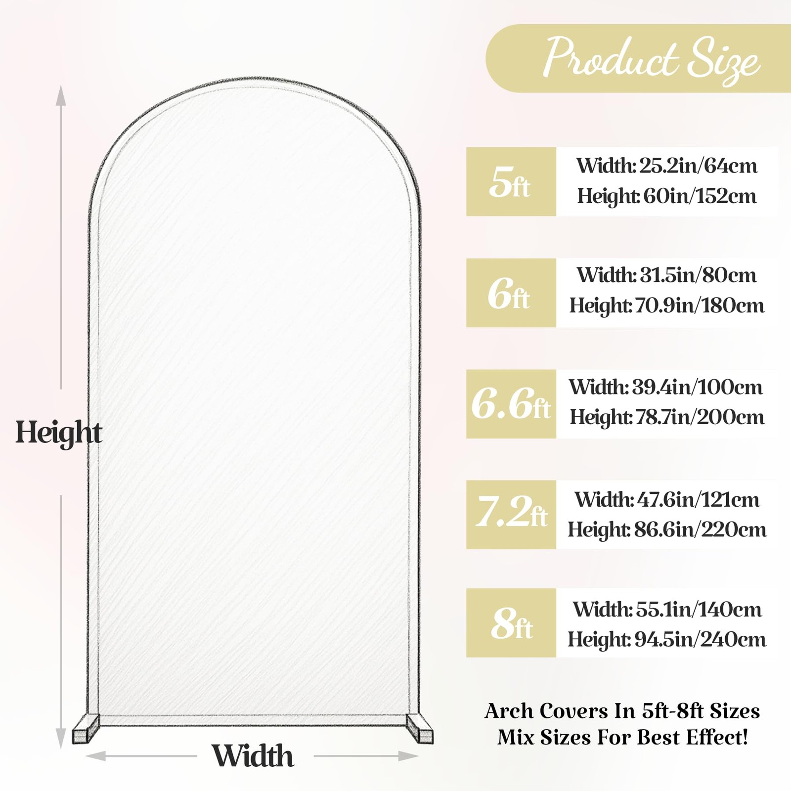6.6 FT Arch Backdrop Cover Stretchy Beige Arch Covers Elastic Spandex Fabric …