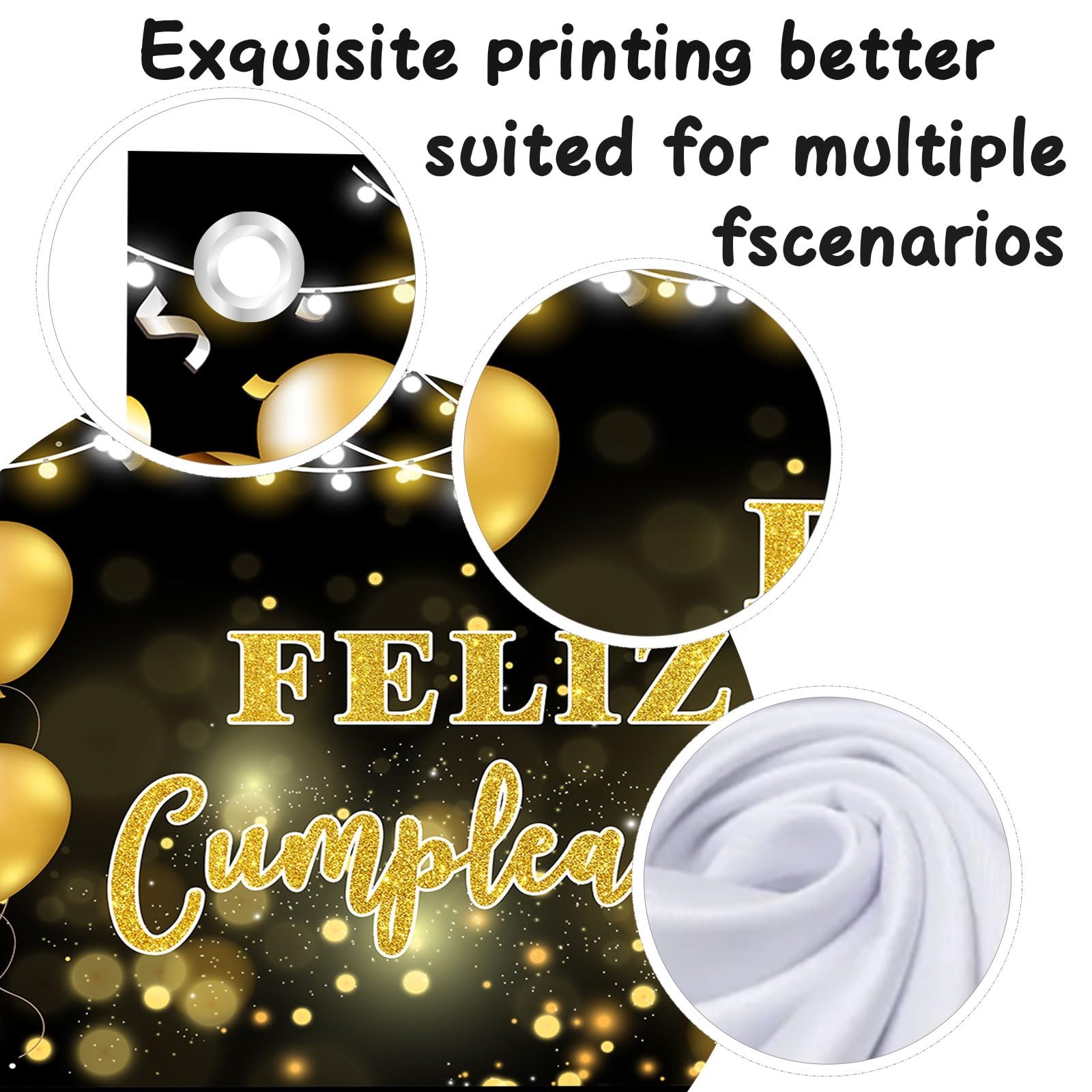 Feliz Cumpleaños Backdrop, Spanish Happy Birthday Photo 6ft x 4ft, colorful