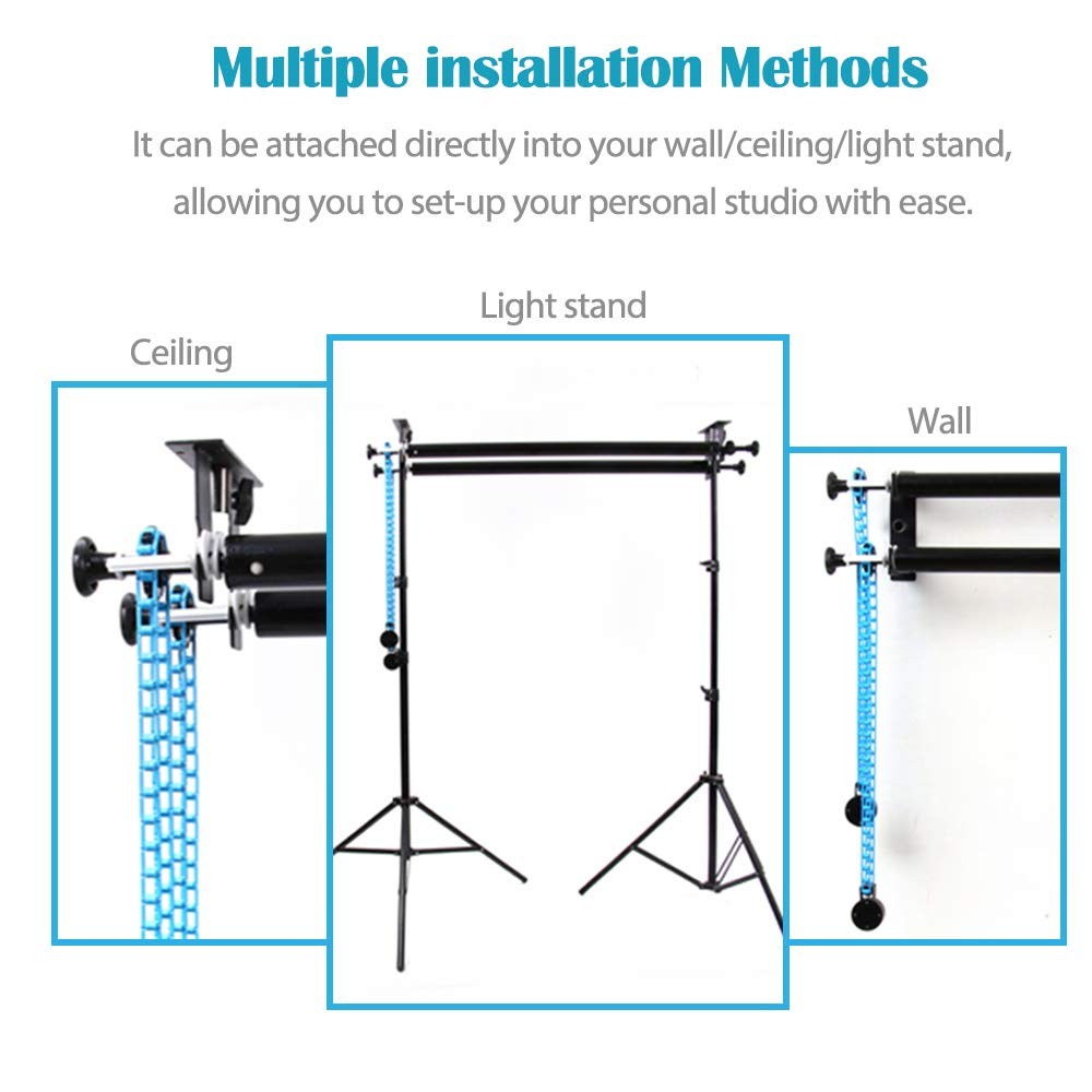 Photography Backdrop Double Roller Wall Mounting Manual Background Support Sy…